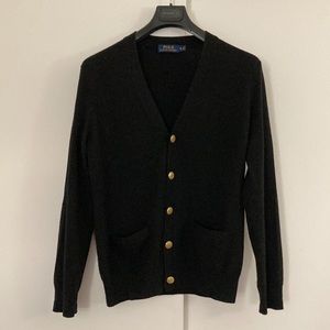 Polo Ralph Lauren Merino Wool Cardigan With Elbow Patches, Men’s, Black, Size S